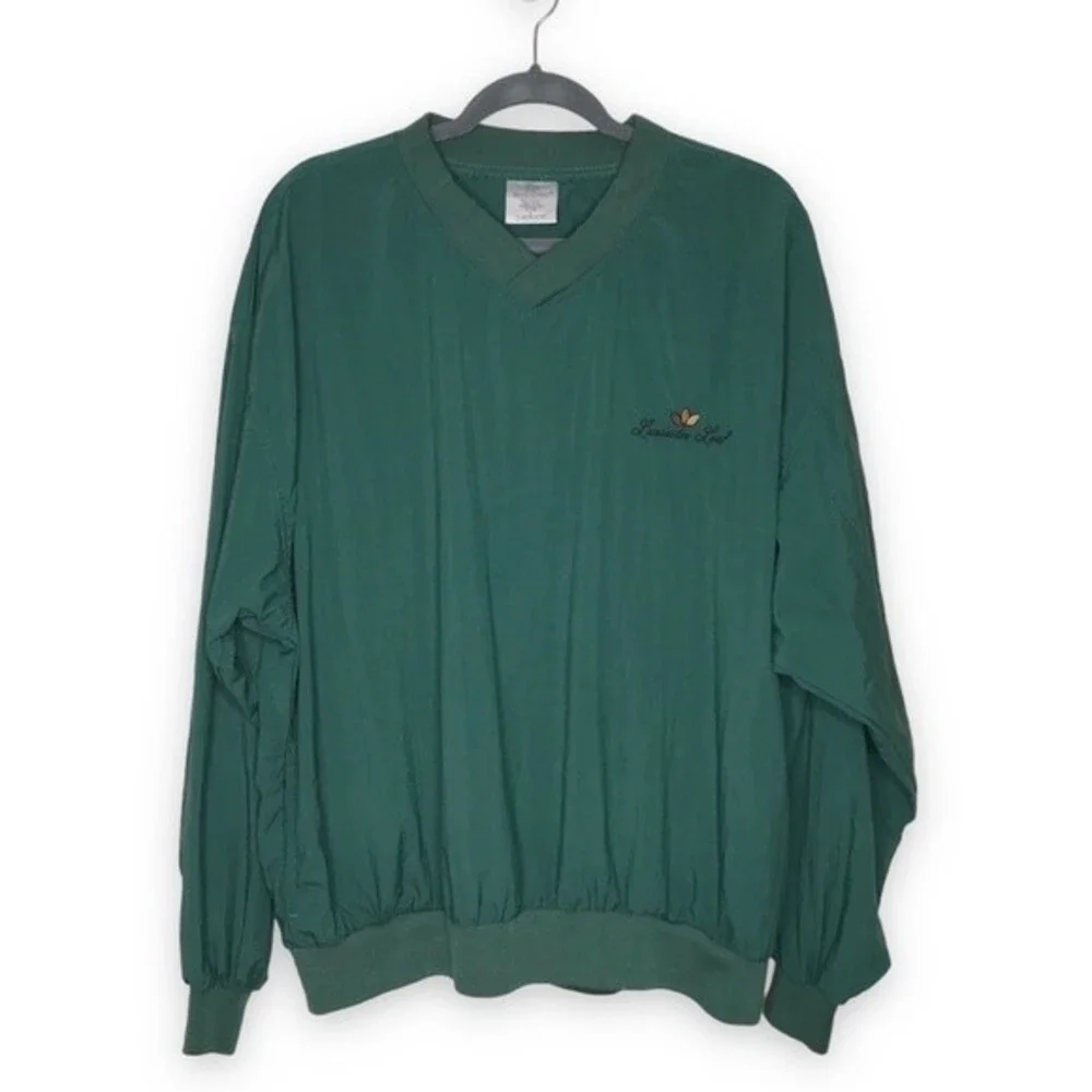 Vintage Munsingwear Lancaster Leaf V Neck Pullover Green Windbreaker Men Large